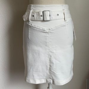NWT Free People Livin It Up white denim belted skirt high waisted
